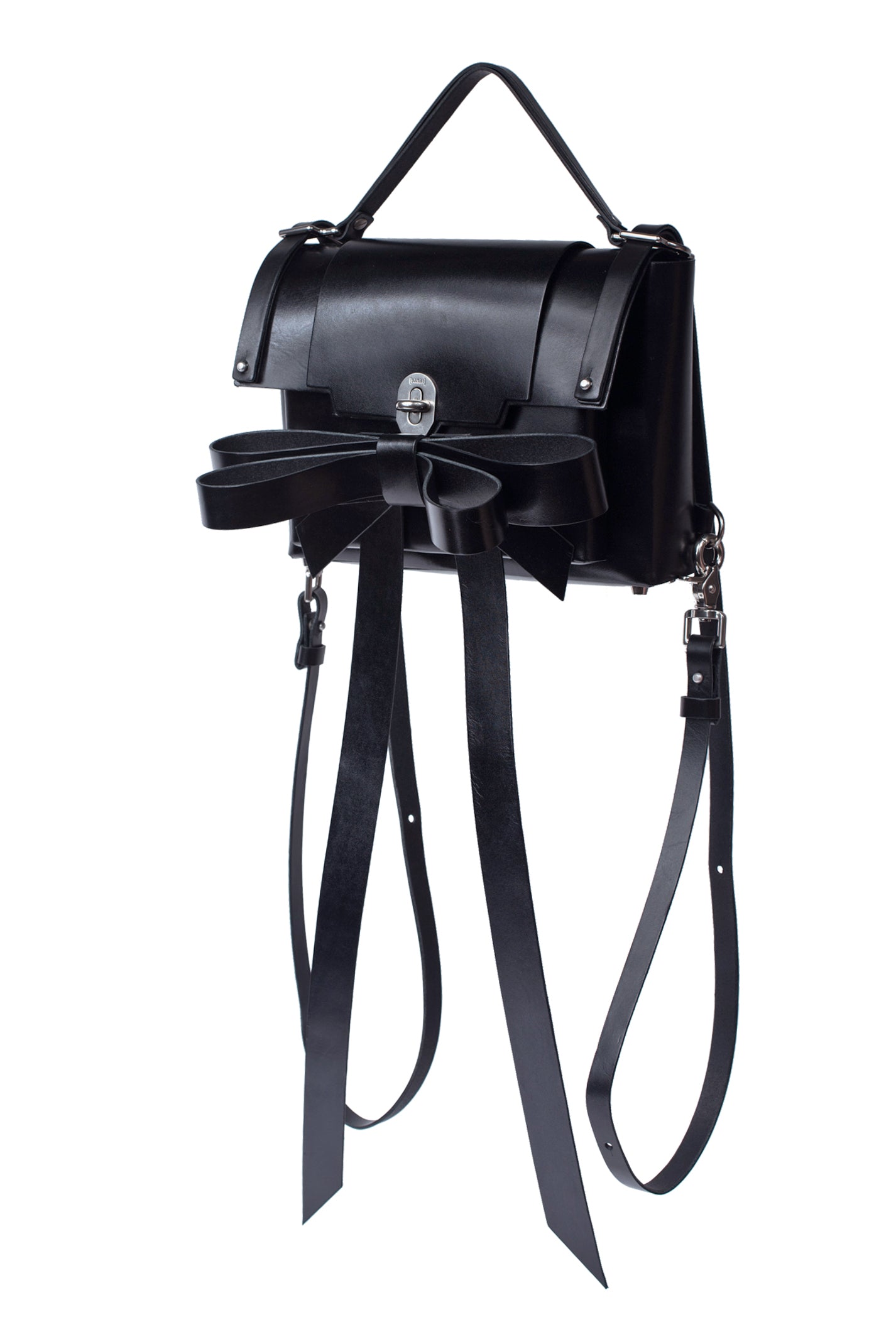 ★athe★ RUBAN Glossy Gray Ribbon Backpack & Shoulder Bag L RIBBON BAG IN FLORAL GRAY